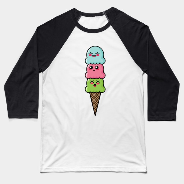 Cute Ice Cream Cone Baseball T-Shirt by lisanisafazrin